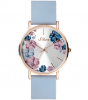 s.Oliver SO-4079-PQ Damen Analog Quarz Armbanduhr mit Silikonarmband