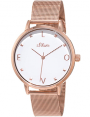 s.Oliver SO-4198-MQ Damen Analog Quarz Armbanduhr mit Edelstahlarmband