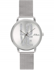 s.Oliver Time SO-3579-MQ Damen Analog Quarz Uhr mit Edelstahl Armband 