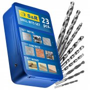 S&R Professionell Bohrer-Set 23 teilig f&uuml;r Holz, Metall und Stein