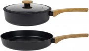 Sabatier Terra Pfannenset mit Schmorpfanne 24cm mit Glasdeckel und Bratpfanne 28 cm