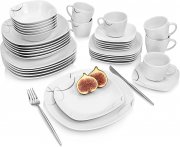 S&Auml;NGER Bilgola Black Circles Kombiservice aus Porzellan 36-teilig f&uuml;r 6 Personen