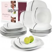 S&auml;nger Bilgola Black Lines PREMIUM COLLECTION 18-teiliges Tafelservice aus Porzellan f&uuml;r 6 Personen