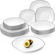 S&auml;nger Bilgola Black Rim 18-teiliges Porzellan Tafelservice f&uuml;r 6 Personen