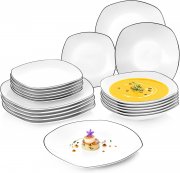 S&auml;nger Bilgola Black Rim PREMIUM COLLECTION 18-teiliges Porzellan Tafelservice