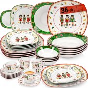 S&auml;nger Bilgola Nussknacker 36-teiliges Kombiservice aus Porzellan mit Weihnachtsmotiven