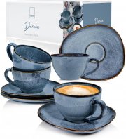 S&auml;nger Darwin PREMIUM COLLECTION 8-teiliges Steingut Kaffeetassen Set mit Untertassen
