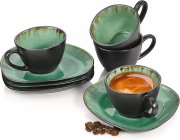 S&auml;nger Palm Beach PREMIUM COLLECTION 8-teiliges Espressotassen Set aus Steingut