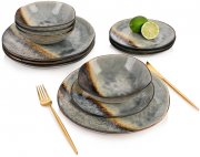 S&auml;nger Tekali 12-teiliges Steingut Geschirrset f&uuml;r 4 Personen im Vintage Design