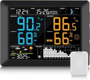 Sainlogic Funk Wetterstation mit DCF-Funkuhr, Barometer, Mondphase und Wettervorhersage