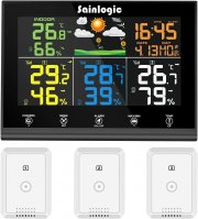 Sainlogic WLAN Funk Wetterstation mit 3 Au&szlig;ensensoren, Wettervorhersage und Farbdisplay