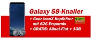 Samsung Galaxy S8 + IconX Kopfh&ouml;rer + GRATIS: Allnet-Flat inkl. 1GB f&uuml;r einmalig 99 Eur.