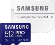 Samsung PRO Plus 512 GB, UHS-I U3, Full HD & 4K UHD microSD Speicherkarte inkl. SD-Adapter