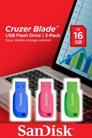 SANDISK Cruzer Blade 3er Pack USB-Sticks mit je 16 GB