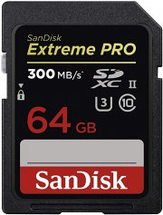 SanDisk Extreme PRO 64 GB SDXC-Speicherkarte bis zu 300 MB/Sek, UHS-II, Class 10, U3 f&uuml;r 72,99&euro;