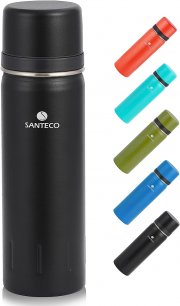 SANTECO 1 Liter Edelstahl Thermosflasche mit Trinkbecher