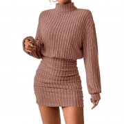 Saodimallsu Strickkleid mit Rollkragen f&uuml;r Damen (Braun, S) f&uuml;r 19,99&euro;