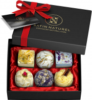 Satin Naturel Divine Moments Set mit 6 handgefertigten Bio Badepralinen mit individuellen Aromen