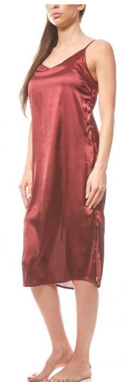 Satinkleid Spaghettitr&auml;ger Minikleid Bordeaux Aniston f&uuml;r 14.99 Euro