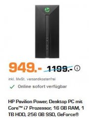 Saturn Weekend Sale: z.B. HP Pavilion Power, i7 Gaming PC f&uuml;r 949&euro;