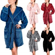 &lrm;Saymany Damen Fleece Bademantel mit Kapuze