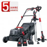 Scheppach Akku Garten Set GS18-3Li, 18V/4Ah mit Rasenm&auml;her, Heckenschere und Trimmer
