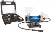Scheppach HG34 Doppelschleifer mit Schleif und Polierscheibe inkl. 100-teiliger Zubeh&ouml;rkoffer