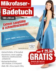 Schnelltrocknendes Mikrofaser-Badetuch, 180 x 90 cm, blau