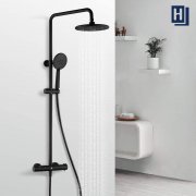 Schwarz Duschsystem Regendusche mit Thermostat 40℃​