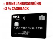 Kostenlose VISA Kreditkarte + lebenslang keine Jahresgeb&uuml;hr + 2% Cashback