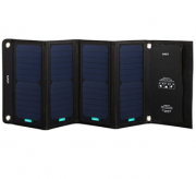 Schwarzes Solar Ladeger&auml;t PB-P5 mit 2 USB-Ports von Aukey f&uuml;r nur 21,99 Euro statt 49,99 Euro