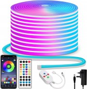 segrass 15 Meter Neon RGB LED Strip mit Fernbedienung und App Steuerung