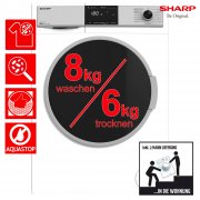 Sharp ES-HDB87WD-DE Waschtrockner Frontlader 8kg/6kg mit Aquastop