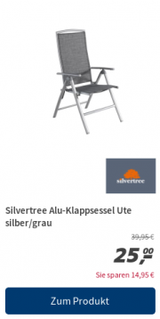 Silvertree Alu-Klappsessel Ute silber/grau f&uuml;r 25&euro;