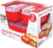 Sistema Microwave-Heat & Eat 3-teiliges Mikrowellen-Dosen Set mit Deckel 1 x 1,25 L + 2 x 525 ml