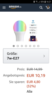 Smarte Birne wifi Alexa Google Home 
