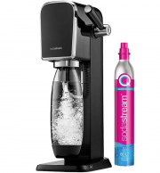 Sodastream Art Wassersprudler Edelstahl Schwarz inkl. CO2 Flasche und BPA freie Trinkflasche