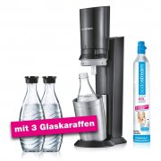 SodaStream Crystal 2.0 Aktionspack Wassersprudler, Titan mit 3 Karaffen nur 79,39&euro;incl. VSK