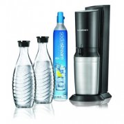 SODASTREAM CRYSTAL 2.0 BLACK WASSERSPRUDLER INKL 2 GLASKARAFFEN