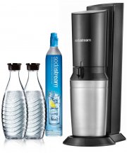 SodaStream Crystal 2.0 titan mit 2 Glaskaraffen & Zylinder