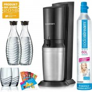 SodaStream Crystal 2.0 Wassersprudler Promo titan, 2 x Karaffe, 1 x CO&sup2;-Zylinder