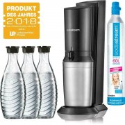 SodaStream Crystal 2.0 Wassersprudler titan mit 3x Glaskaraffen und 1x Co&sup2; Zylinder