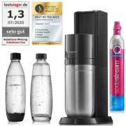 SodaStream Duo Wassersprudler Titan inkl. 1x Glaskaraffe, 1x Kunststoffflasche