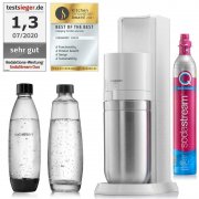 SodaStream Duo Wassersprudler Wei&szlig; inkl. 1x Glaskaraffe, 1x Kunststoffflasche