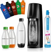 SodaStream Easy Vorteilspack mit CO2 Zylinder, 2x 1L PET-Flasche, 2x 0.5L PET-Flasche + Sirupproben