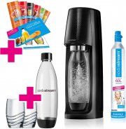 SodaStream Easy Wassersprudler Promopack mit CO2-Zylinder, 2 Flaschen, 2 Gl&auml;ser und 6 Sirupproben