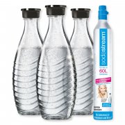 SodaStream Reservezylinder und 3 Glaskaraffen