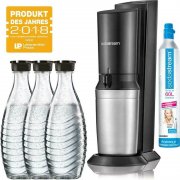 SodaStream Wassersprudler Crystal 2.0 titan inkl. Co&sup2; Zylinder & 3 Glasflaschen