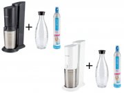 Sodastream Wassersprudler Crystal mit 0,6 l Glaskaraffe und CO2 Zylinder in schwarz oder wei&szlig;