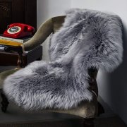 Sofa Matte Teppich echtes Naturfell Longhair Grau 90-110cm